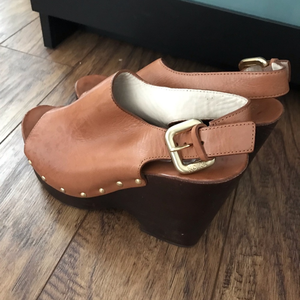 SOLD Michael Kors Brown Leather Wedges